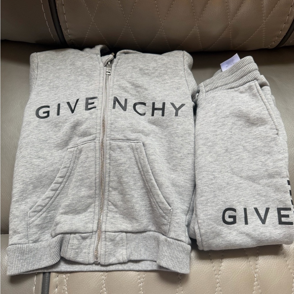 Givenchy Kids Light Gray Logo Zip Hoodie & Joggers